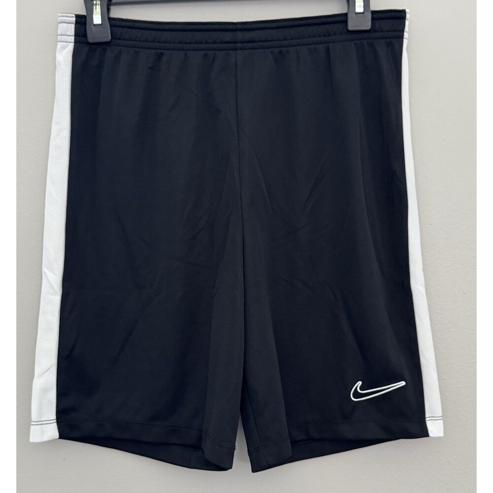 Nike YXL Regular Black White Dri-FIT Knit Training Shorts Drawstring